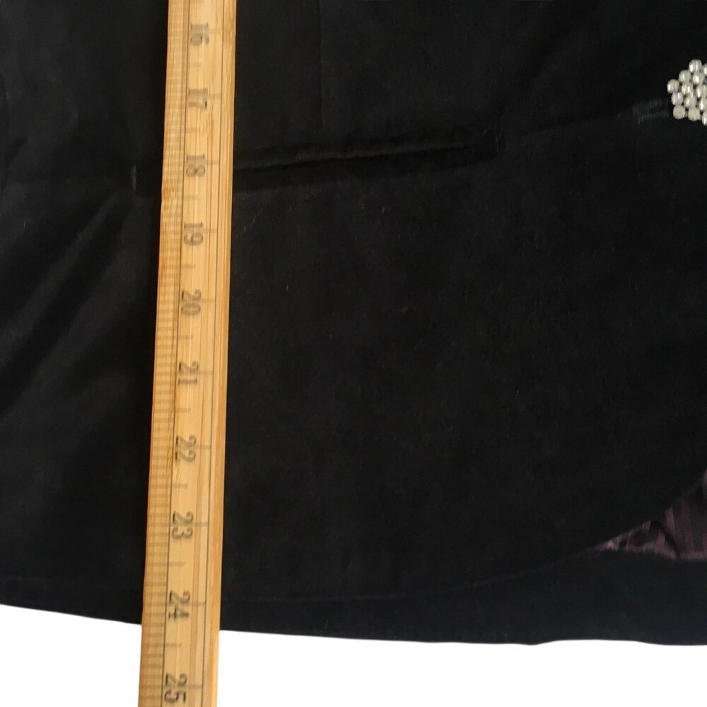 Black Velvet Blazer Rhinestone Buttons Jacket Womens XL - Picture 7 of 16
